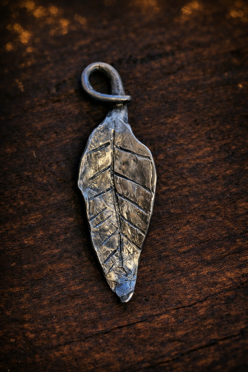 forged leaf pendant/keychain