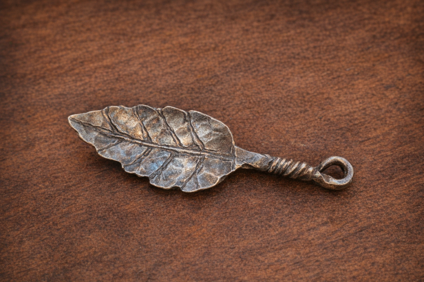 Forged leaf keychain/pendant