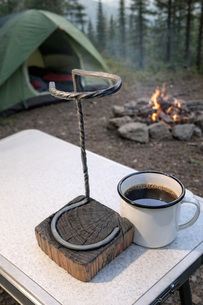 Hand forged Pour-over coffee stand with base